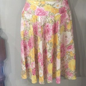 Ann Taylor Loft 6 pink yellow floral skirt